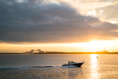 sunset  view of tokyo bay