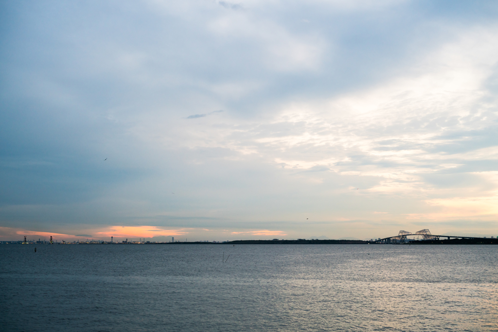 sunset  view of tokyo bay