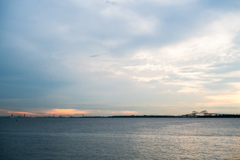 sunset  view of tokyo bay