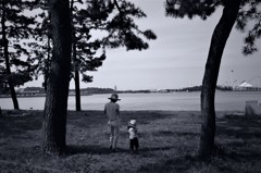 帽子の母子