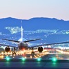 夕暮れと飛行機