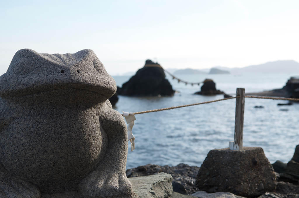 夫婦岩と蛙