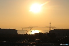 東京ゲートブリッジに日が昇る　(東京　有明　早朝散歩　２）
