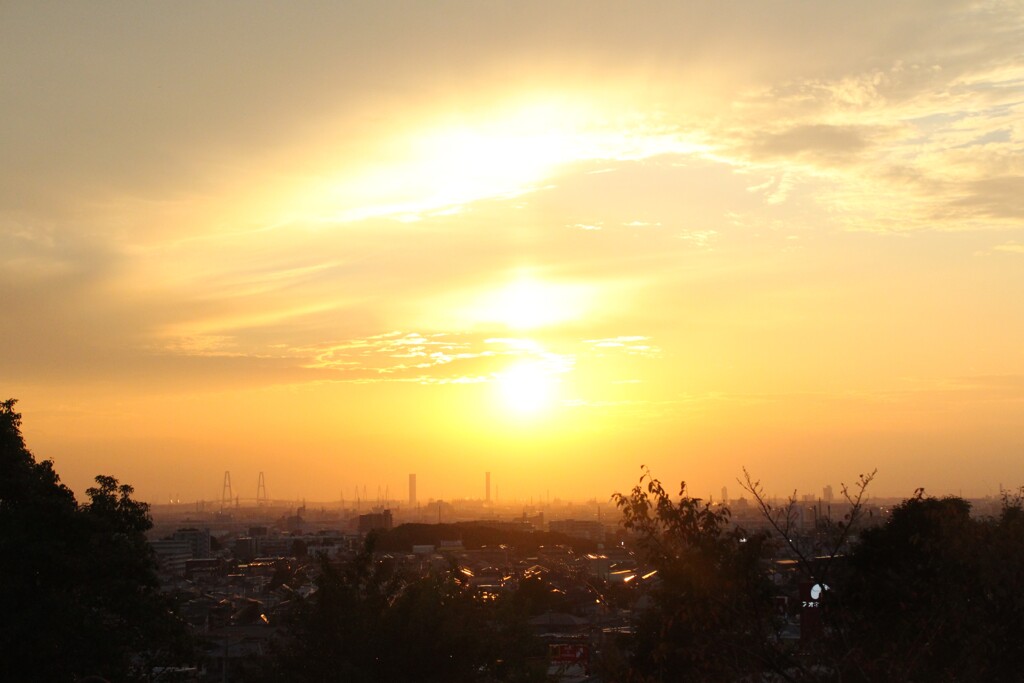 滝の水公園の夕暮れ