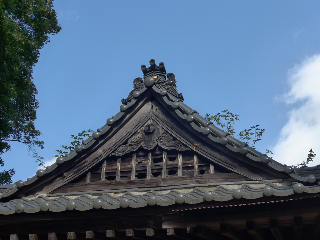 高源寺鐘楼門の屋根に…