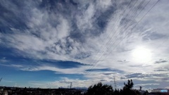 広角の青空と雲