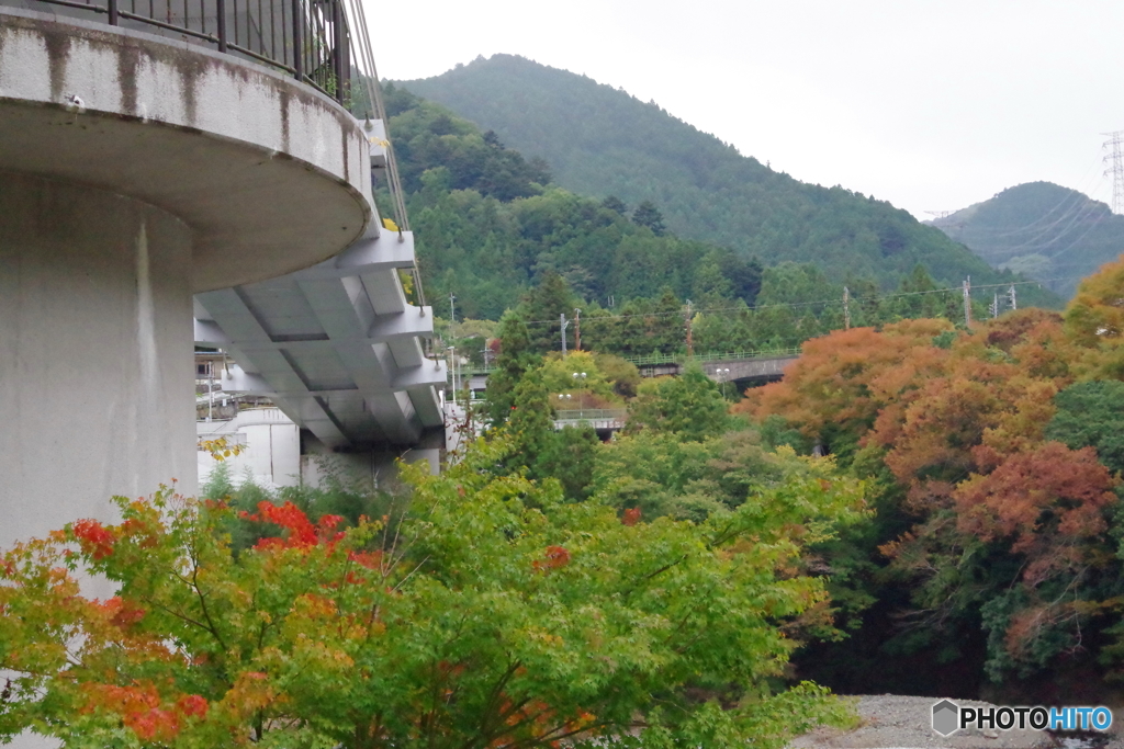 奥多摩大橋と紅葉2