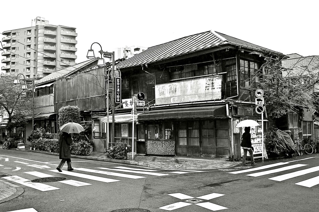 昭和の残像51 交差点角の木造家屋 根津二丁目 文京区 2008年4月