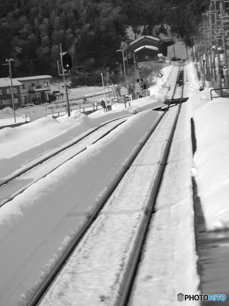 雪中の鉄路