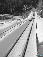 雪中の鉄路