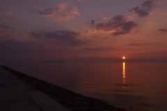 夕日に