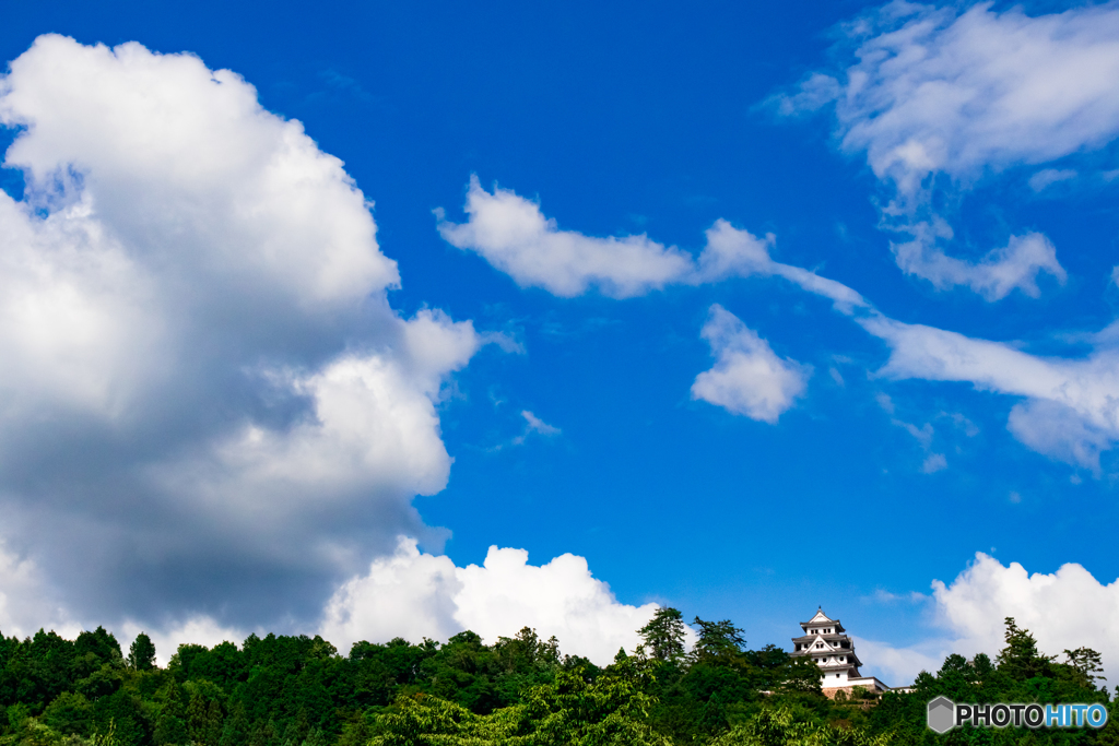 郡上　城と雲