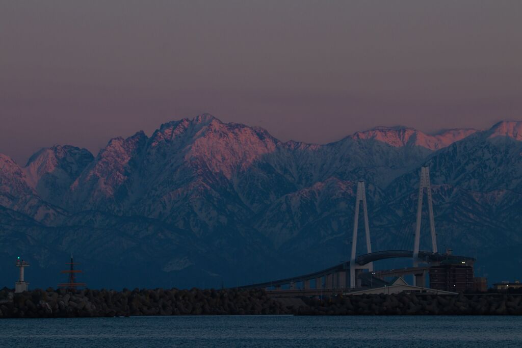 夕日を受けて