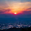 散居村の夕日（光芒）