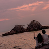 夫婦岩と夕焼け
