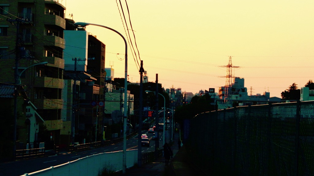 坂からの夕暮れ