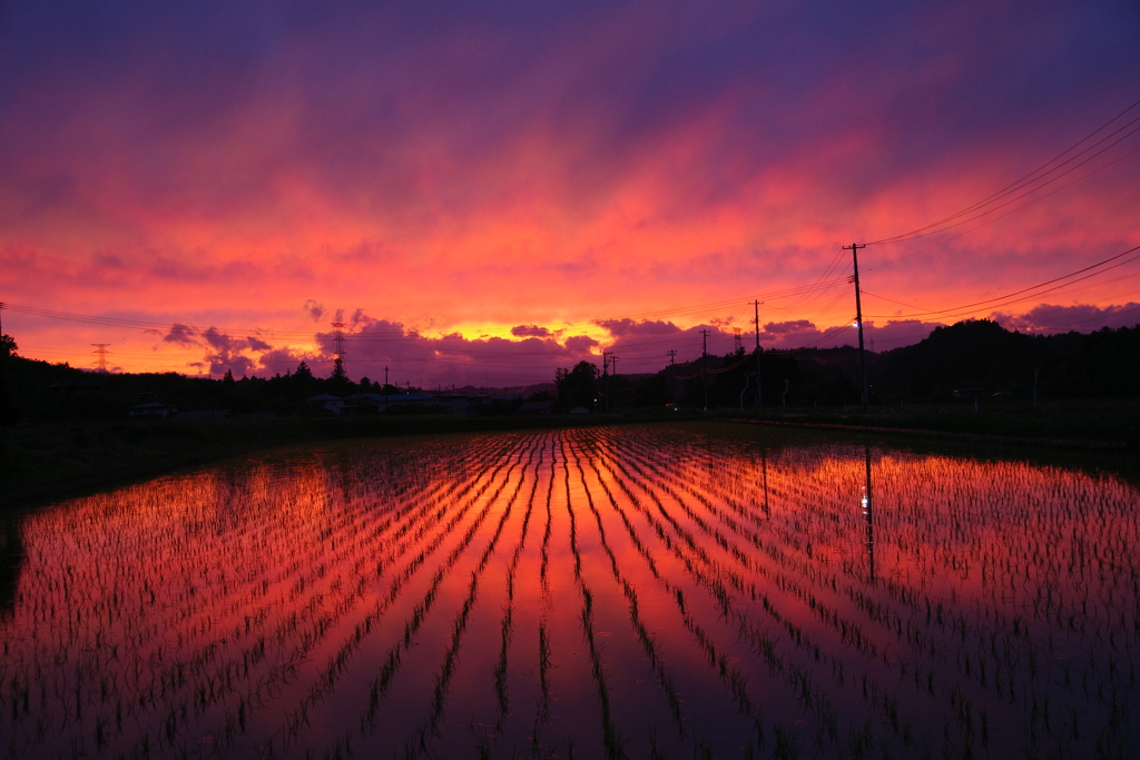 雨あがりの夕景