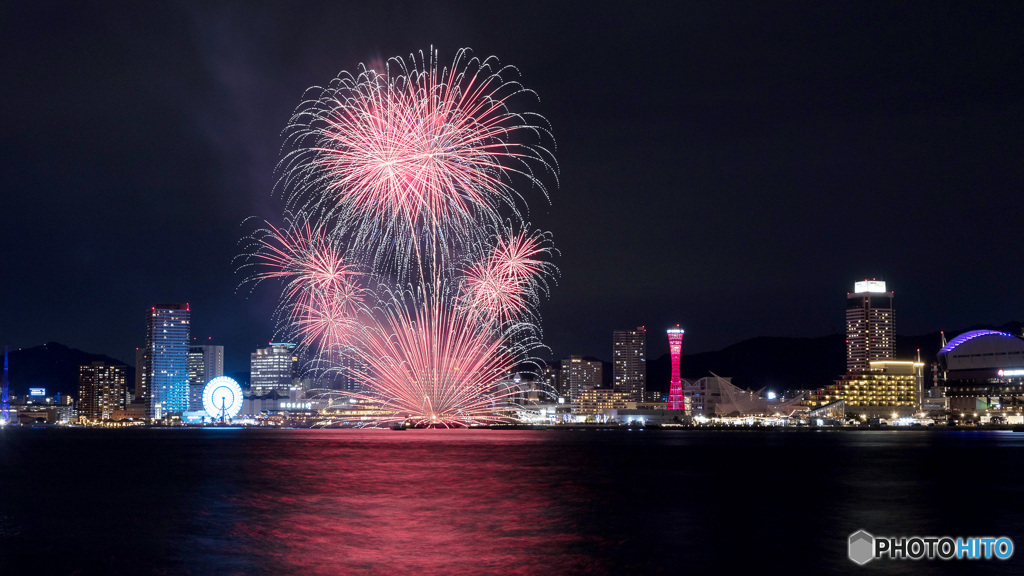 夜景を花火