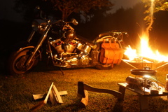 焚き火とバイク