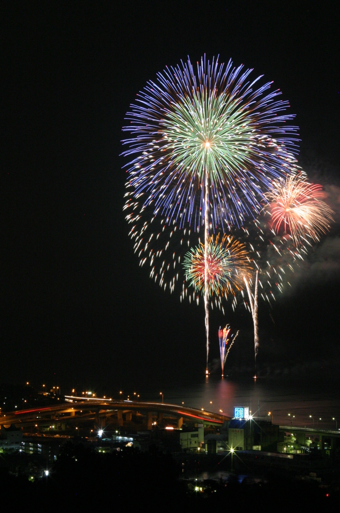 石垣山から花火みたった