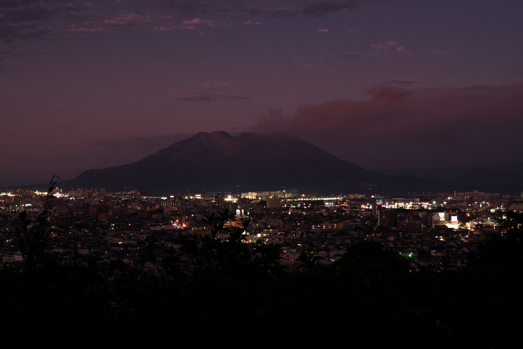 夜景と桜島
