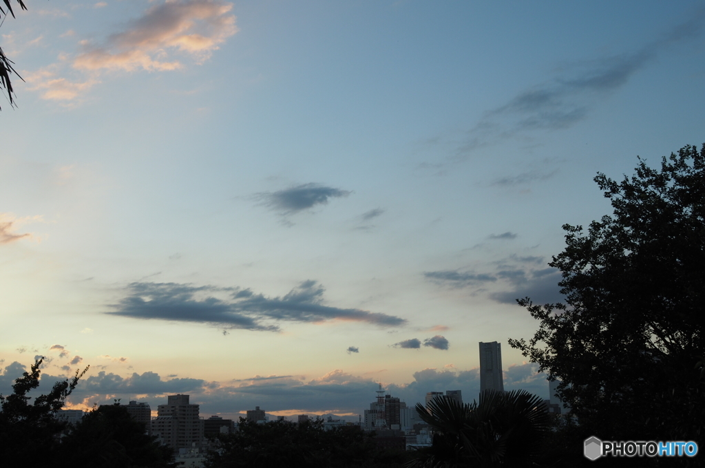 外人墓地からの夕焼け