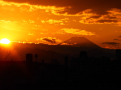 大晦日夕焼け富士山