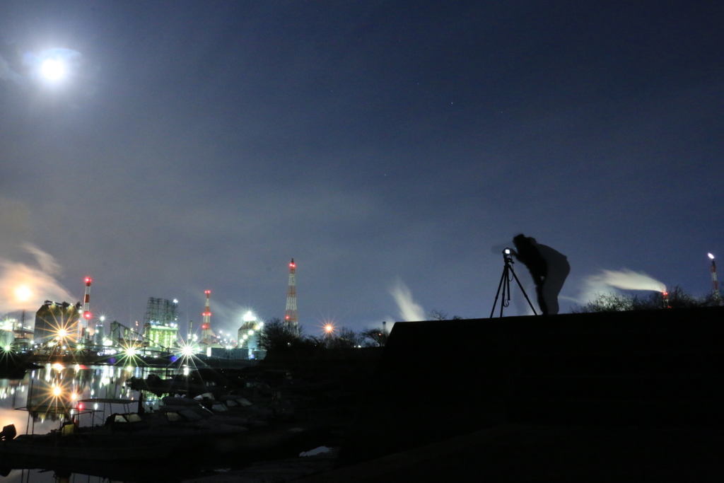 Factory night view with photoman