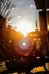 夕焼けとバイク