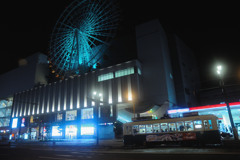 長崎の夜と路面電車