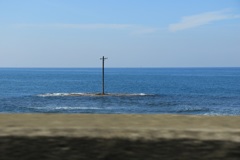 海中に立つ電柱
