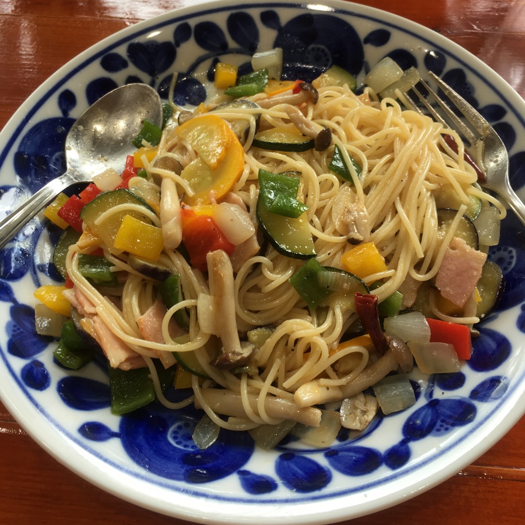 里山カフェ…夏野菜のペペロンチーノ