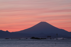 夕暮れの富士