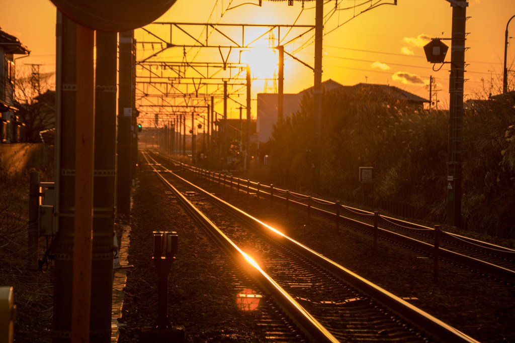 夕方の線路