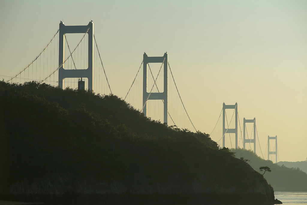 夕陽に染まるしまなみ海道