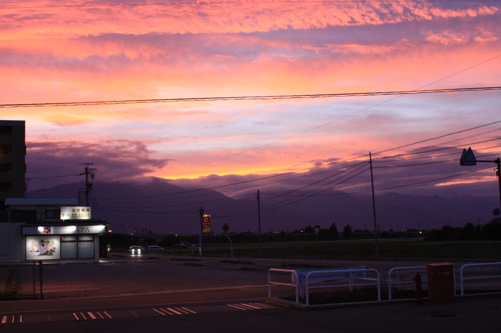 安曇野8月26日の夕焼け空