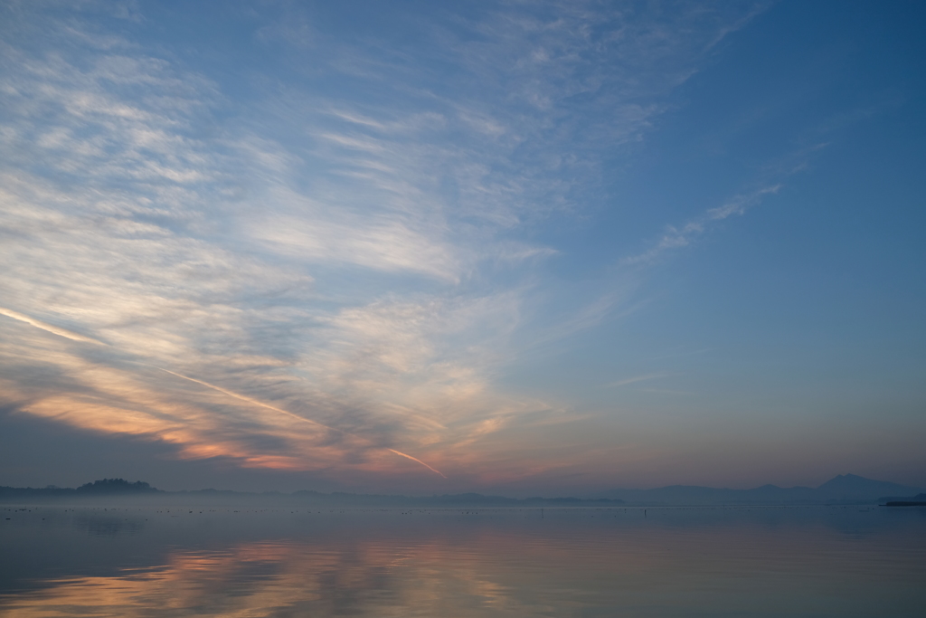 夕暮れ時の霞ヶ浦