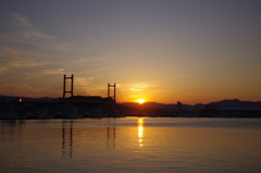 松川大橋と夕陽