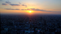 池袋サンシャイン展望台にて夕日