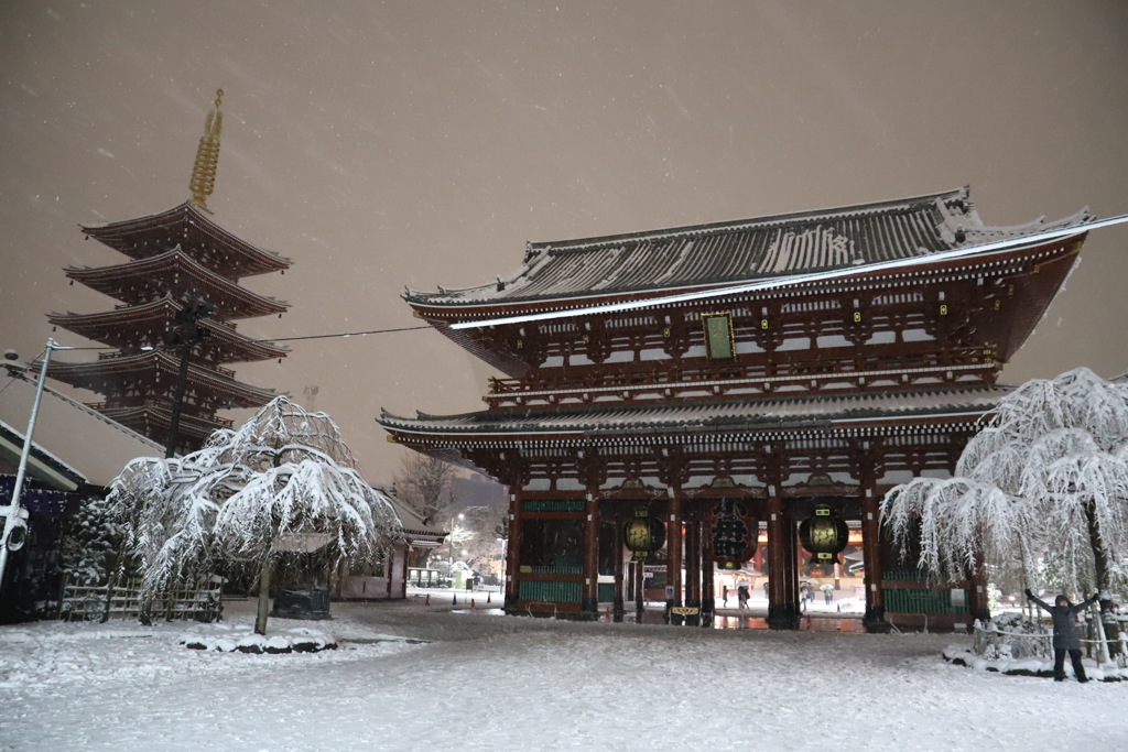 雪の浅草寺