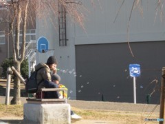 シャボン玉、母子