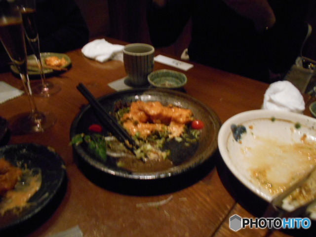 居酒屋で