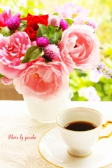 庭の薔薇（花とコーヒータイム）