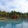 blue pond in autumn
