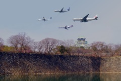 46 Formation flying over Osaka-Jo