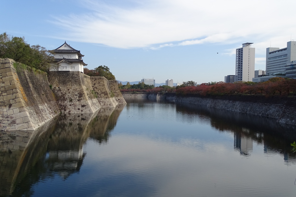 一番櫓と桜葉紅葉①