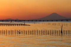 富士と夕景