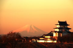 富士と城と夕日（4）