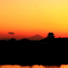 富士と城と夕日（3）