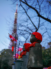 千躰子育地蔵尊と東京タワー